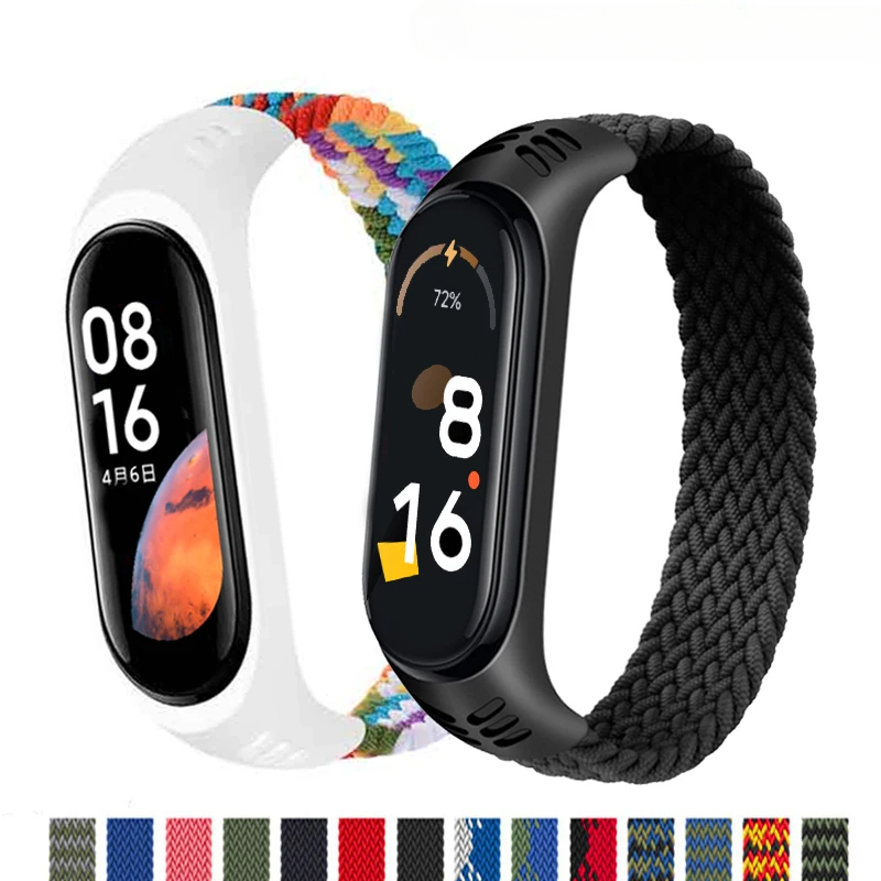 Health Wellness Bracelet - Xiaomi Mi Band 6 7用ストラップ ナイロン製編み込みソロループ
