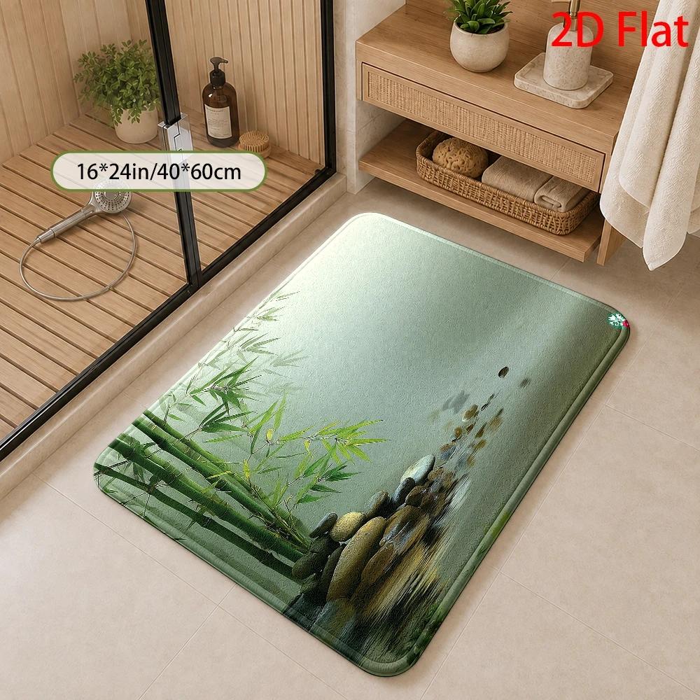 防水バスマット 竹製 ナチュラル禅デザイン ポリエステル製  - Bamboo Bath Mat のレビューと価格