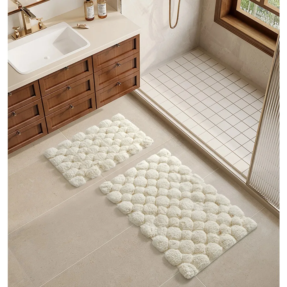 アイボリー コットンバスラグ2点セット – 40x60cm& - Bamboo Bath Mat のレビューと価格