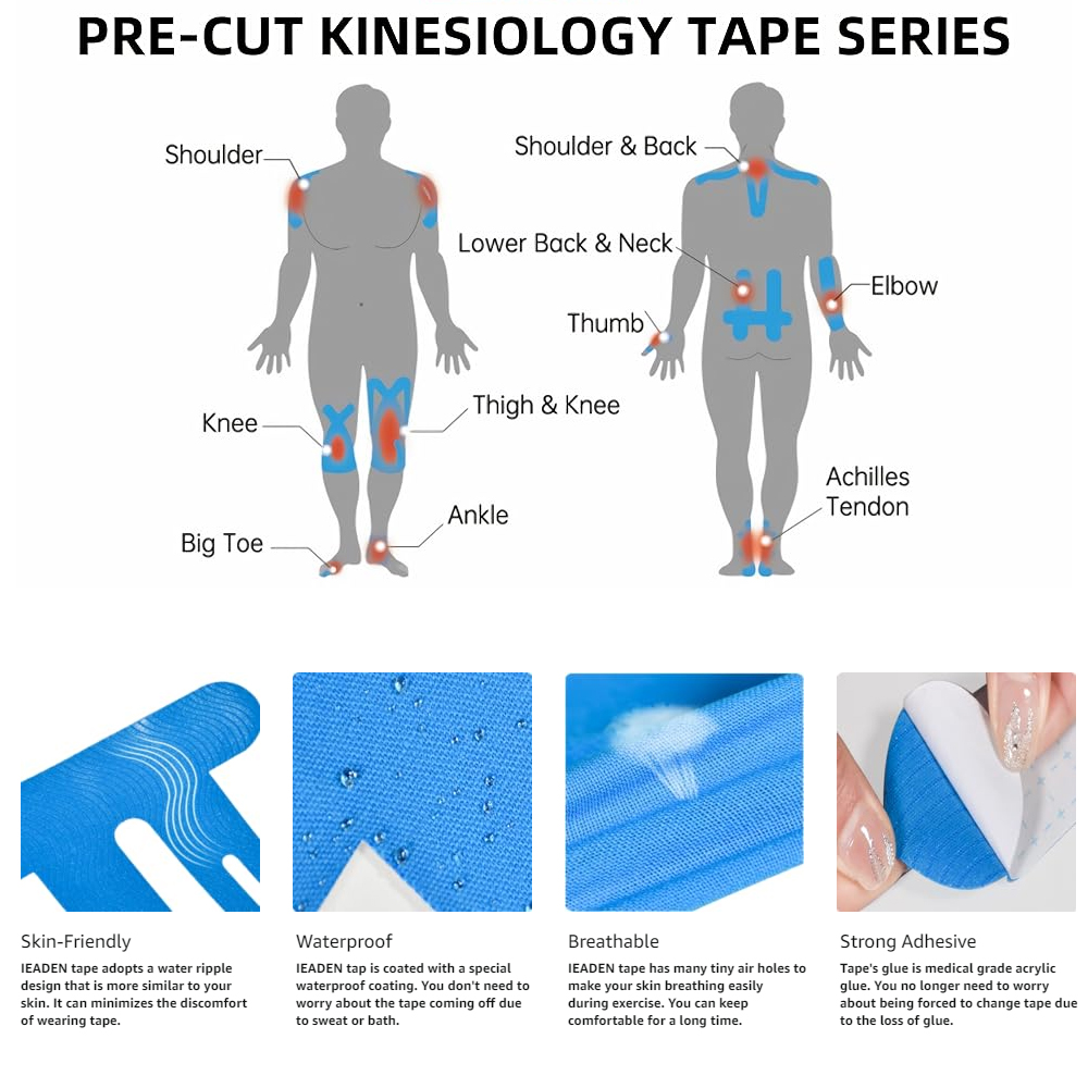 膝と足首用プレカットキネシオロジーテープ 10 個 - ラン - Sports Taping Precut のレビューと価格